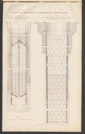 Tafel I. Fig. 2. Gusseiserner Senkschacht des Recke-Schachtes der Cleophas-Grube bei Zalenze.