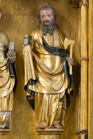 Jakobusaltar — Marienkrönung zwischen Heiligen — Apostel Matthias