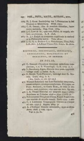 240-254, Historici, Chronologi, Geographi, Genealogici, Diplomatici et Heralidici, in Genere - Historici, Geneal., Diplom., Herald., Variarum Gentium, Extra Patriam.