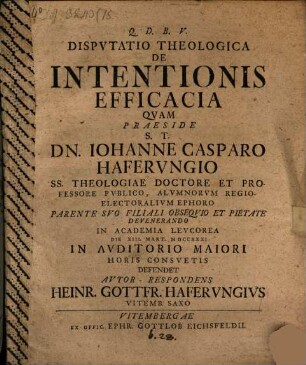Disp. theol. de intentionis efficacia