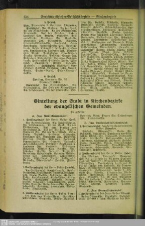 Einteilung der Stadt in Kirchenbezirke der evangelischen Gemeinde