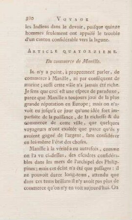 Article quatorzieme. Du commerce de Manille