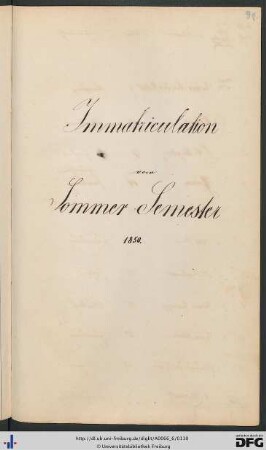 [fol. 91] Sommersemester 1850