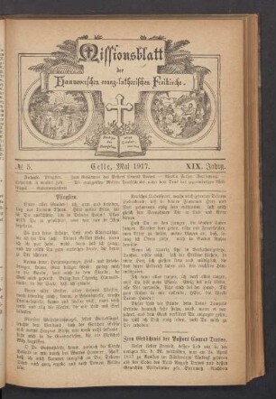 N°. 5. Mai. Januar 1917. XIX. Jahrg