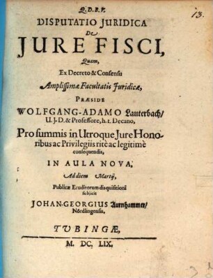 Diss. iur. de iure fisci