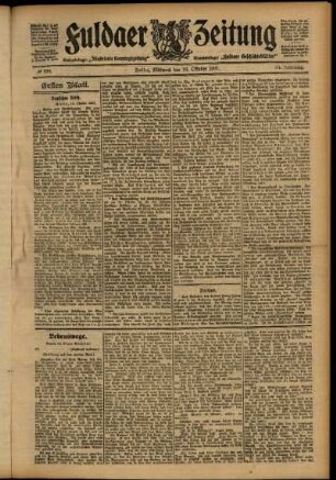 Erste Ausgabe vom Mittwoch, den 16. Oktober 1907.