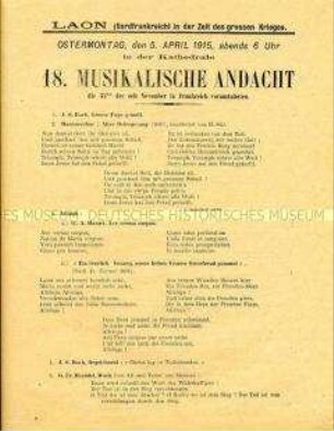 Programmzettel einer kirchlichen Veranstaltung im besetzten Frankreich