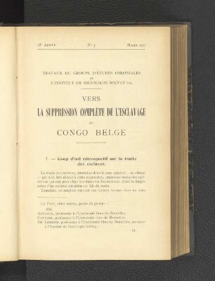 Vers La Suppression Complète De L'Esclavage Au Congo Belge.