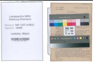 Entnazifizierung Mirjam Freifrau Liederley , geb. 14.01.1908 (Witwe)