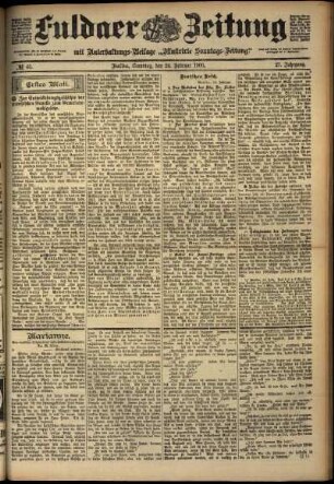 Erste Ausgabe vom Samstag, den 24. Februar 1900.