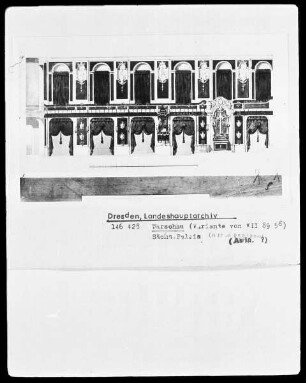 Warschau, Sächsisches Palais, Aufriß einer Innenwand