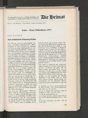 Nr. 8/9. 80. Jahrgang. September 1973.