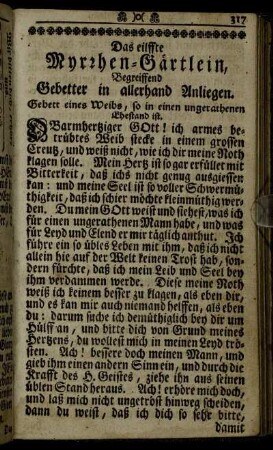 Das eilffte Myrrhen-Gärtlein, Begreiffend Gebetter in allerhand Anliegen