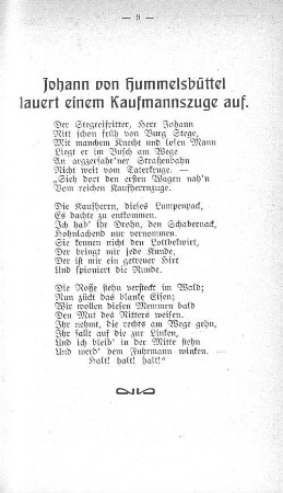 Johann von Hummelsbüttel lauert einem Kaufmannszuge auf.