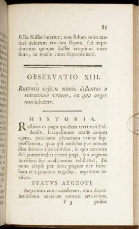 Observatio XIII. - Observatio XVIII.