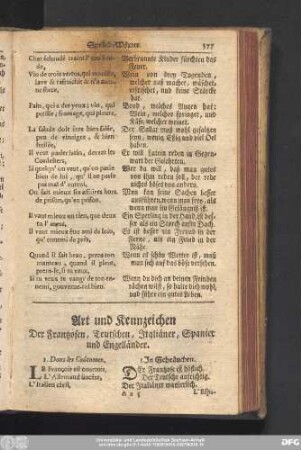 Art und Kennzeichen Der Frantzosen, Teutschen, Italiäner, Spanier und Engelländer.