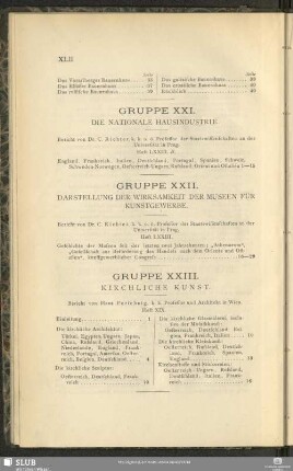 Gruppe XXI. Die Nationale Hausindustrie