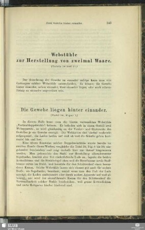 Webstühle zur Herstellung von zweimal Waare