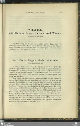 Webstühle zur Herstellung von zweimal Waare