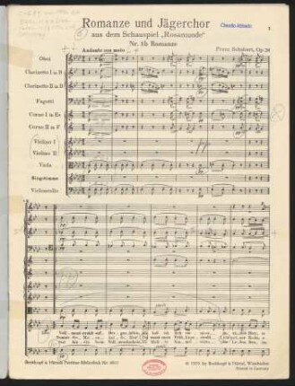 Rosamunde : Romanze und Jägerchor : Op. 26 Nr. 3b u. 8