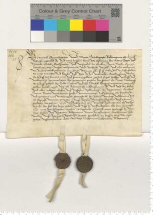 Die Ratsmannen Hinr. Gronehagen und Meyne Schellepeper bezeugen, dass die beiden Kirchgeschwornen von St. Nicilai für 40 Mark eine Rente von 2 Mark verkaufen.