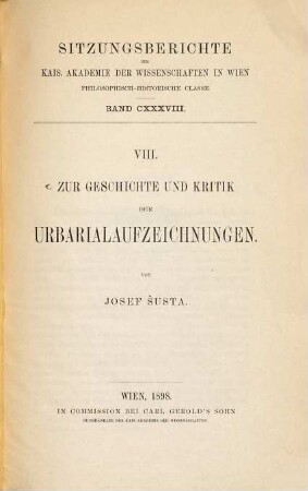 Zur Geschichte und Kritik der Urbarialaufzeichnungen