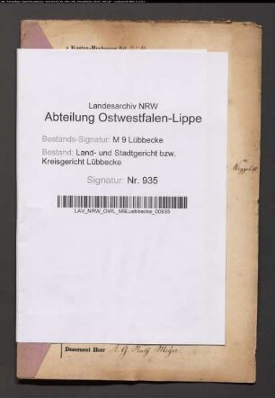 Erblasser: Meier gt. Weggehöft, Charlotte Luise, geb. Winkelmann: