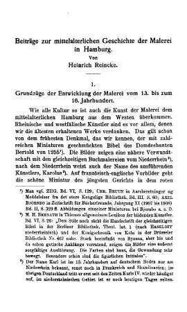 Beiträge zur mittelalterlichen Geschichte der Malerei in Hamburg.