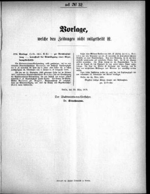 Anlage: ad No.32, Vorlage, welche den Zeitungen nicht mitgeteilt ist