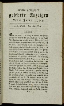 28stes Stück. Den 6ten April.