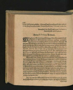 Herrn D. Pelargi Antwort.