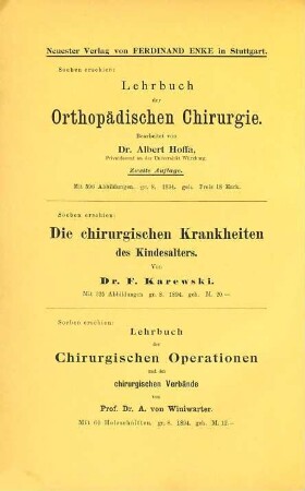 Zeitschrift für orthopädische Chirurgie einschließlich der Heilgymnastik und Massage : Organ der Deutschen Orthopädischen Gesellschaft. 3. 1894