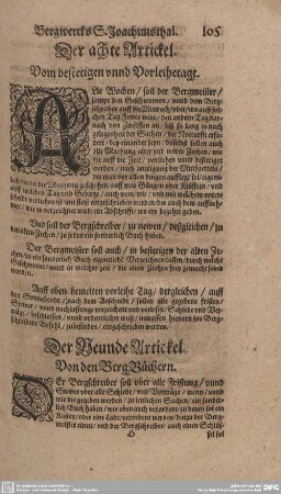 Der Neunde Artickel. Von den BergBüchern.