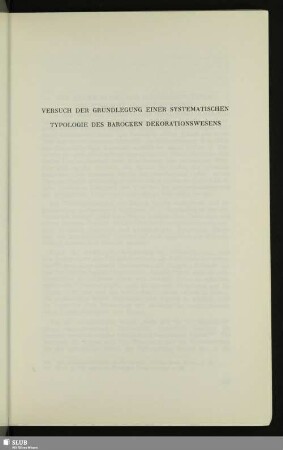 Versuch Der Grundlegung Einer Systematischen Typologie Des Barocken Dekorationswesens