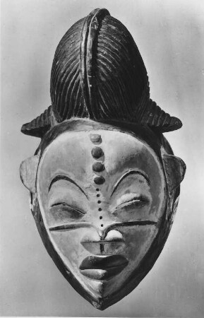 Mehrfarbig bemalte hölzerne Maske, Gabun, Zentralafrika