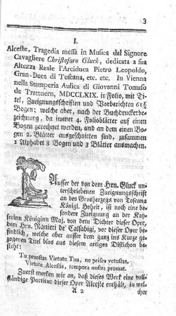 : Alceste, tragedia messa in musica.