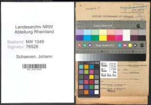 Entnazifizierung Johann Schaeven , geb. 28.12.1900 (Beamter)