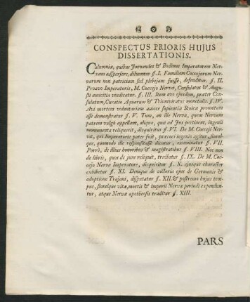 Conspectus Prioris Hujus Dissertationis