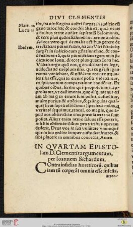In quartam epistolam D. Clementis [...]