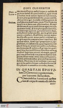 In quartam epistolam D. Clementis [...]