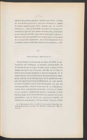 § I - Antecedentes diplomáticos