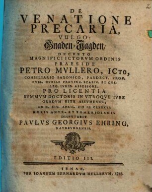 De venatione precaria