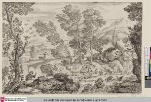 [Landscape with an Owl in a Tree; Landschaft mit Eule in einem Baum]