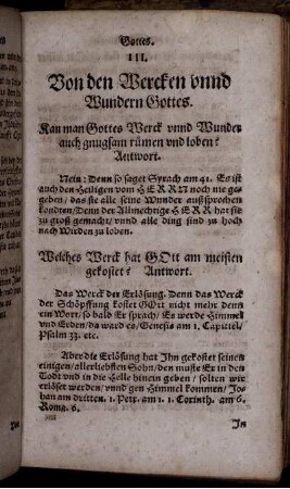 III. Von den Wercken unnd Wundern Gottes
