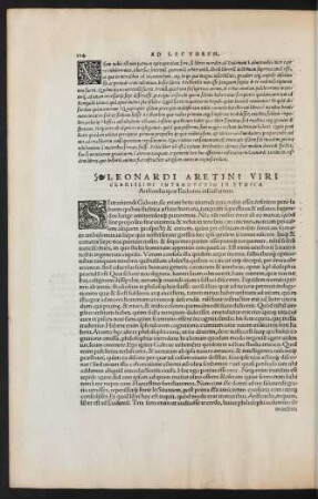 Leonardi Aretini ... Introductio In Ethica Aristotelis quae Eudemia inscribuntur.