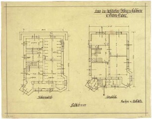 Billing, Hermann; Baden-Baden, Beuttenmüllerstr. 7 (früher 5); Haus Billing und Mallebrein - Grundriss EG; Grundriss Keller