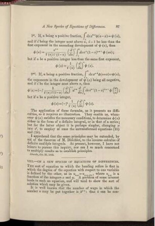 VIII. On a new species of equations of differences.