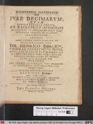 Dissertatio Inauguralis De Iure Decimarum