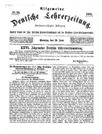 Die Verhandlungen der XXV. Allg. Deutschen Lehrerversammlung zu Bremen
