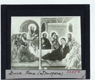 Duccio, Maestà, Rückseite (Siena Dommuseum),Duccio, Maestà, Vorderseite: Abschied Mariä von den Aposteln